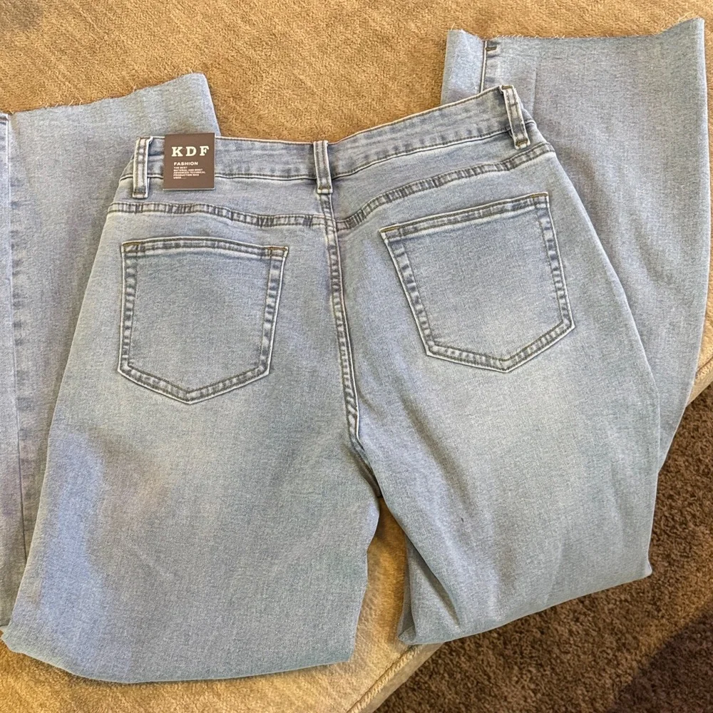 KDF Women's Straight Leg Jeans in Light Blue - Picture 5 of 6